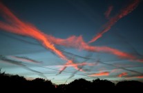 Flared clouds at sunset